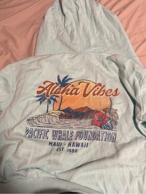 & Other Stories Light Blue "Aloha Vibes" Graphic Hoodie